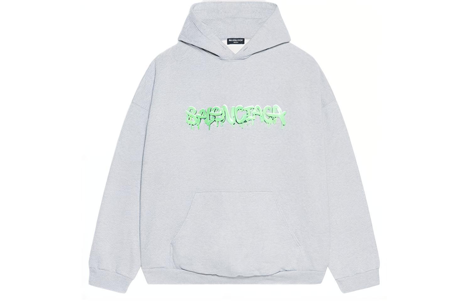 Balenciaga SS22 Grey Slime Fleece Pullover Sweatshirt Men 674986TLVF21203