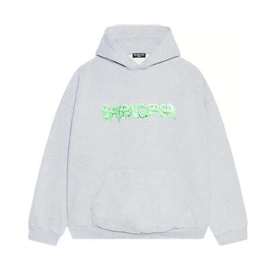 Balenciaga SS22 Grey Slime Fleece Pullover Sweatshirt Men 674986TLVF21203