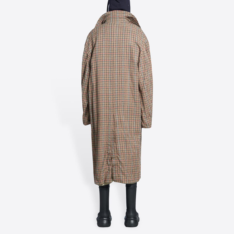 Purchase 巴黎世家 SS22 千鸟格印花棕色长袖风衣。 681169TLU239378