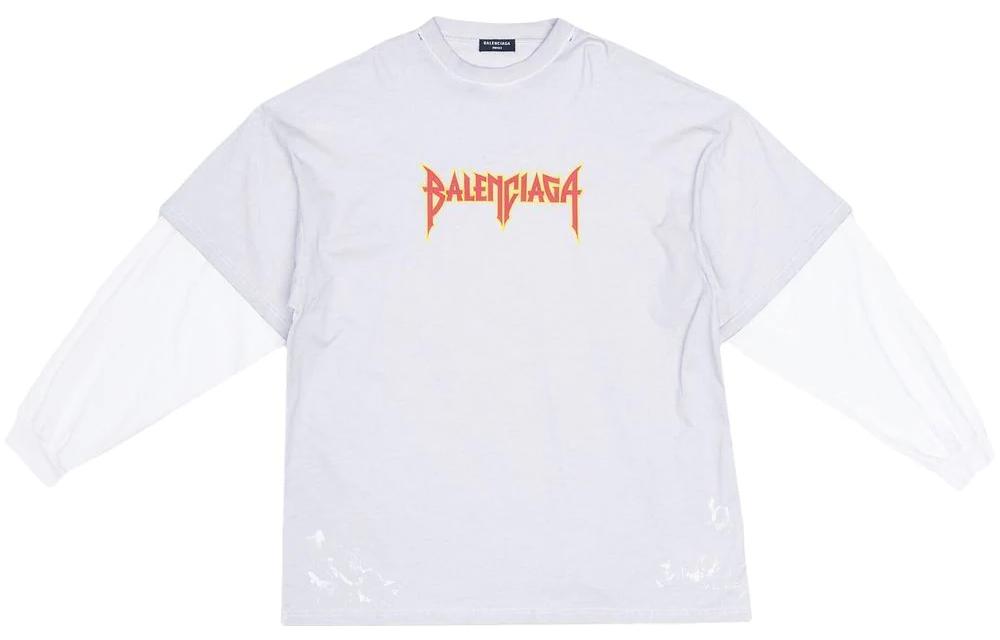 Balenciaga SS22 Letter Logo Print Crewneck Loose Fit T-Shirt Grey 698089TMV889012