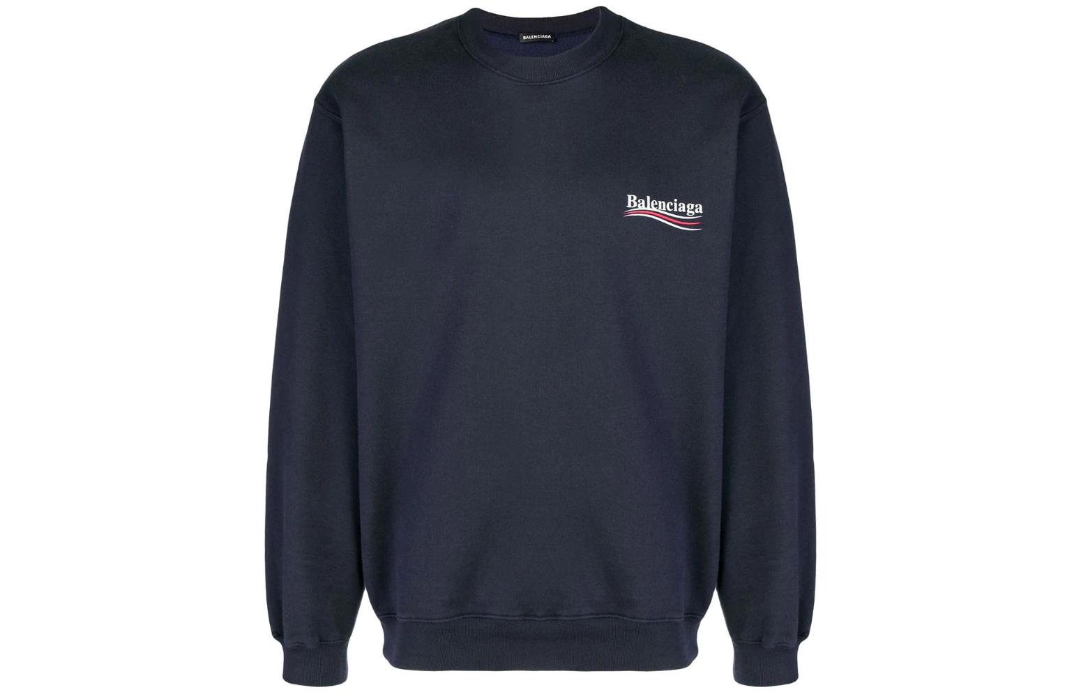 Balenciaga SS22 Letter Logo Print Navy Blue Long Sleeve Sweatshirt 508271TYK924128