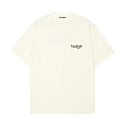 Balenciaga SS22 Letter Print Crewneck T-Shirt Beige Tee 641675TKVJ18962