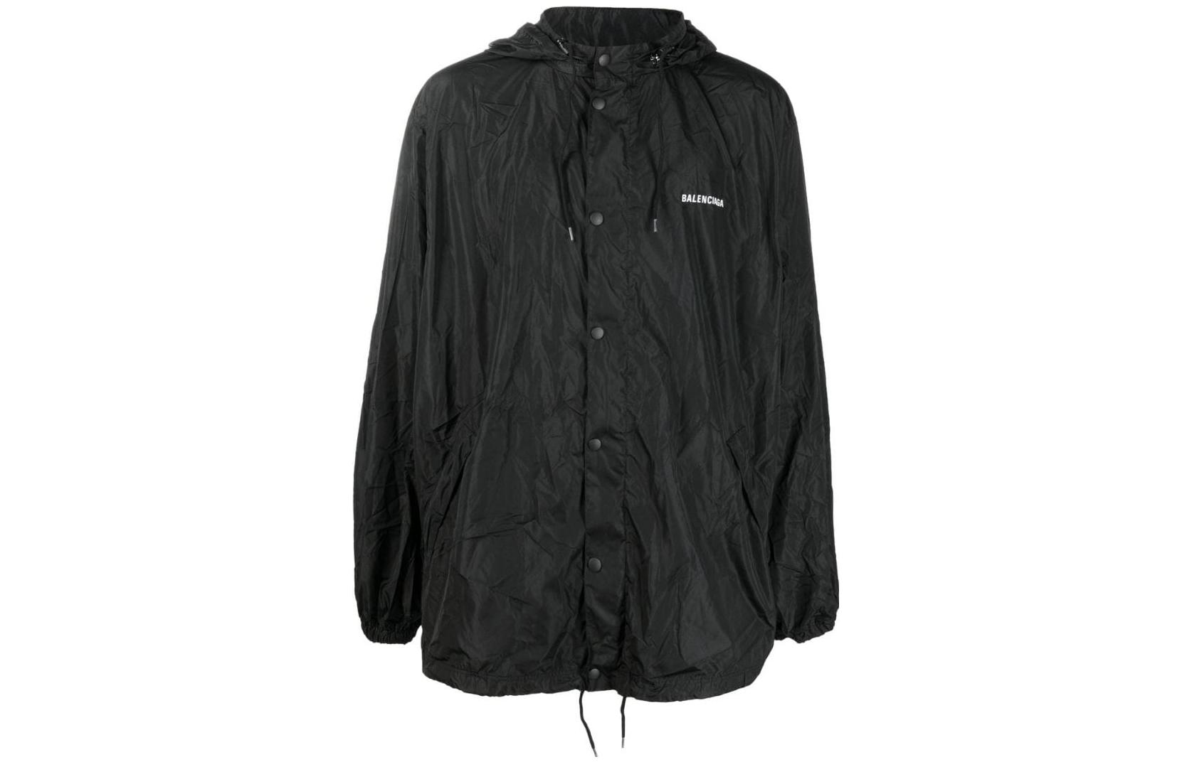 Balenciaga SS22 Letter Print Hooded Jacket Black - Oversized Fit 675534TLO060100