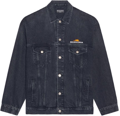 Balenciaga SS22 LNY Harimau Jaket Denim Logo Oversized Lelaki Hitam 681804TBP471055 Order Balenciaga SS22 LNY Harimau Jaket Denim Logo Oversized Lelaki Hitam 681804TBP471055