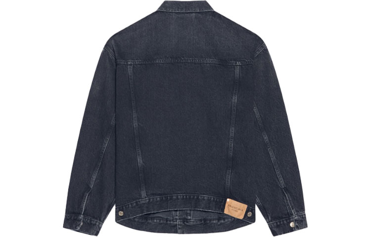 Lookbook Balenciaga SS22 LNY Harimau Jaket Denim Logo Oversized Lelaki Hitam 681804TBP471055