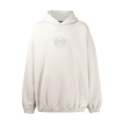 Balenciaga SS22 Logo Embroidered Hoodie Long Sleeve Off-White. 620973TKV722966