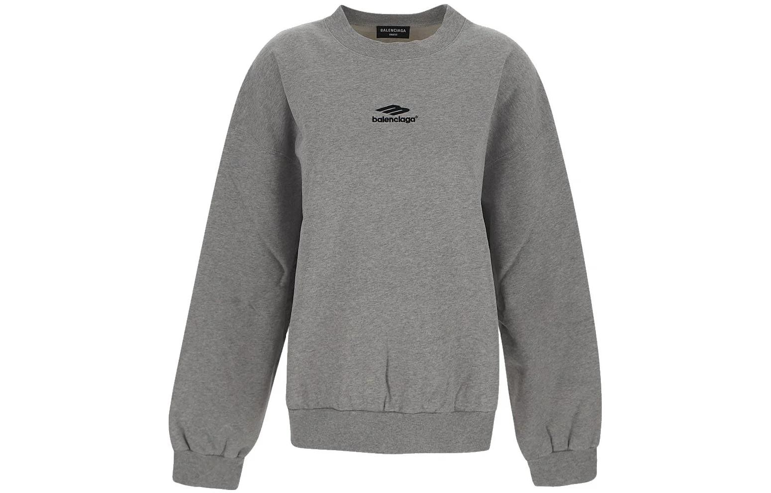 Balenciaga SS22 Logo Embroidered Crewneck Sweatshirt Unisex - Gray 697869TMVA61663