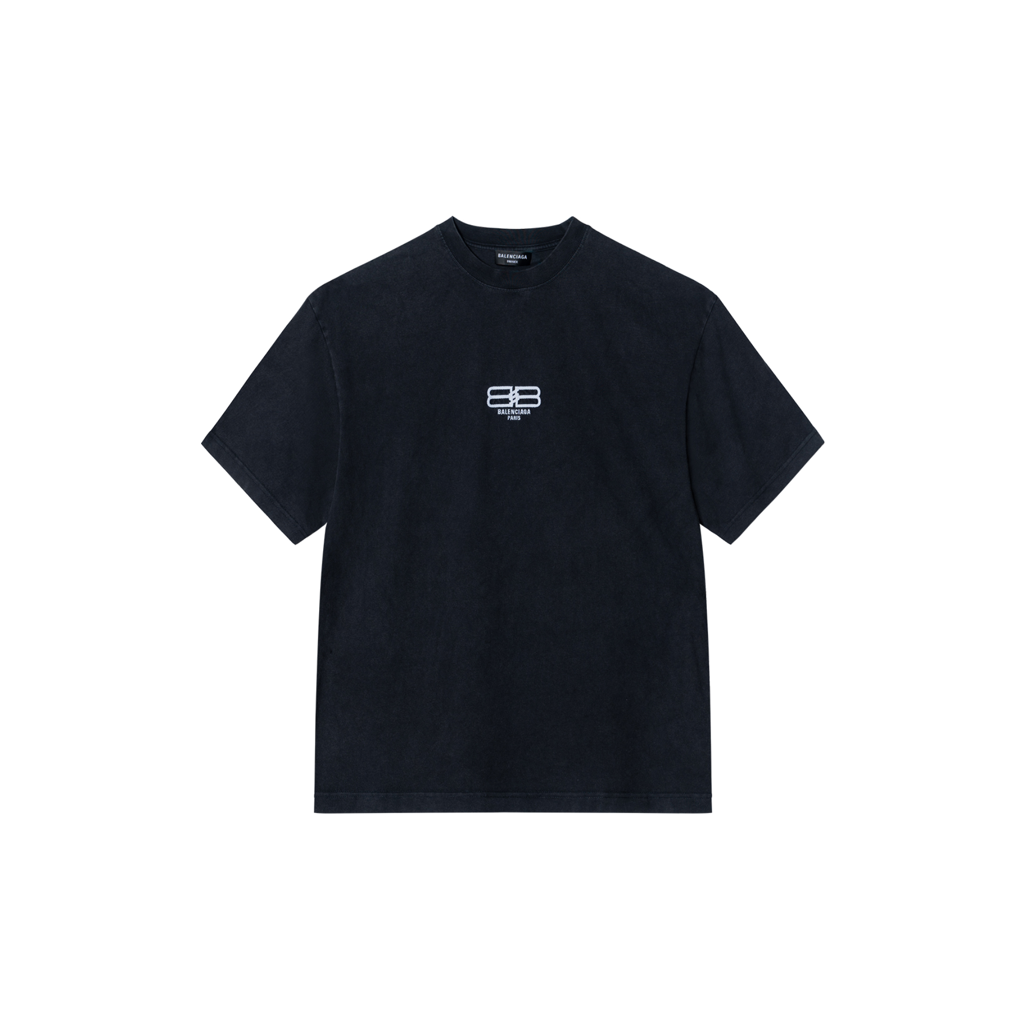 Balenciaga SS22 Logo Embroidered Crewneck T-Shirt Men’s Black 612966TMVG79034