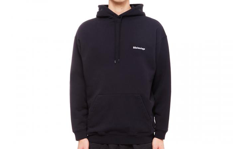 Buy Balenciaga SS22 Logo Embroidered Hoodie Navy Blue Regular Fit Menswear. 570811TKVB53967