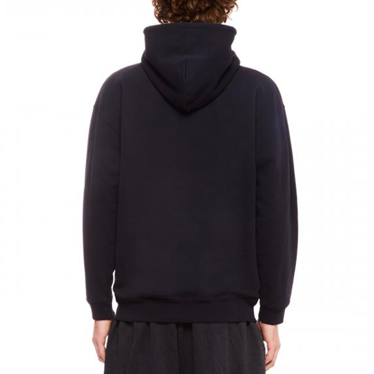 Purchase Balenciaga SS22 Logo Embroidered Hoodie Navy Blue Regular Fit Menswear. 570811TKVB53967