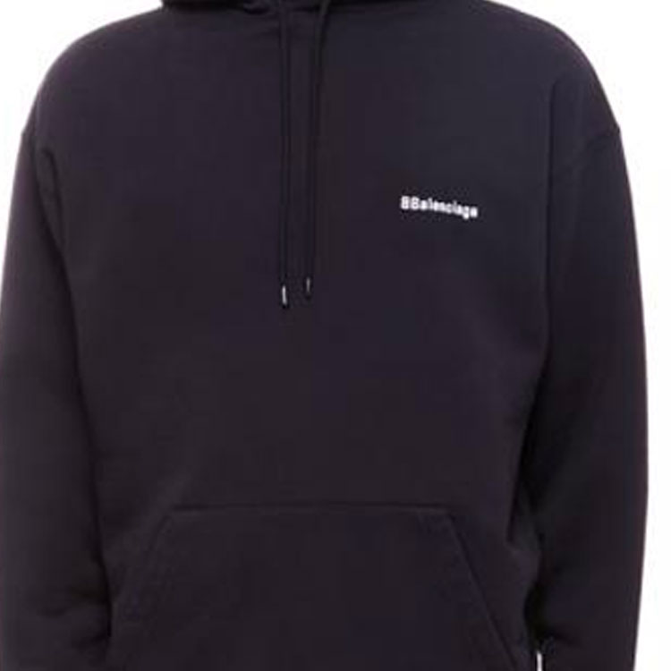 Sizing Balenciaga SS22 Logo Embroidered Hoodie Navy Blue Regular Fit Menswear. 570811TKVB53967