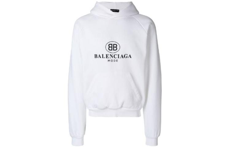 Order Balenciaga SS22 白色標誌連帽衫 常規版型套頭運動衫 508118TYK849000