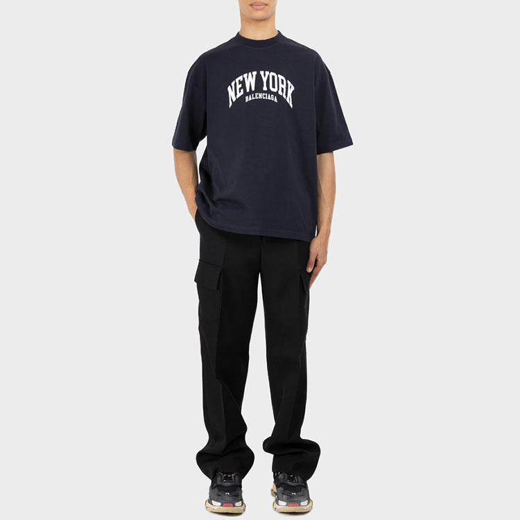 Balenciaga SS22 Logo Print  Navy Blue Regular Fit T-Shirt. 612966TLVM23967 圖 4