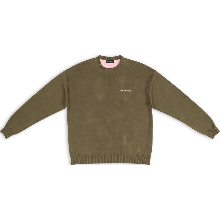 Balenciaga SS22 Logo Print Brown Pullover Crewneck Sweatshirt Regular Fit 695827T32382463