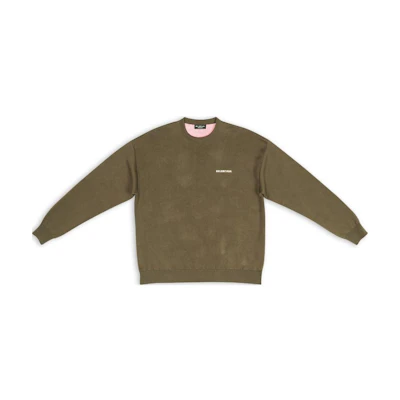 Balenciaga SS22 Logo Print Brown Pullover Crewneck Sweatshirt Regular Fit 695827T32382463