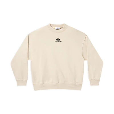 Balenciaga SS22 Logo Print Crewneck Long Sleeve Sweatshirt Beige ( Loose Fit) 676629TLVG10905