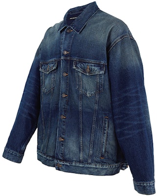 Balenciaga SS22 Jaket Denim Logo Cetak Biru Pakaian Fesyen. 681690TJW754021 Shop Balenciaga SS22 Jaket Denim Logo Cetak Biru Pakaian Fesyen. 681690TJW754021