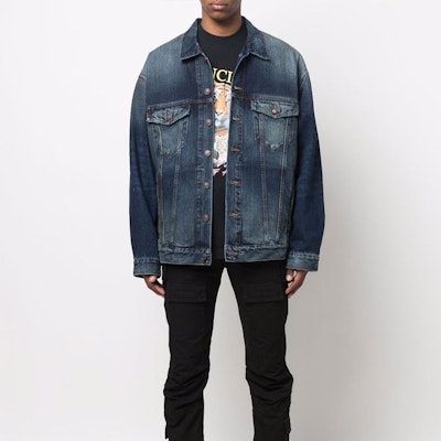 Balenciaga SS22 Jaket Denim Logo Cetak Biru Pakaian Fesyen. 681690TJW754021 Details for Balenciaga SS22 Jaket Denim Logo Cetak Biru Pakaian Fesyen. 681690TJW754021