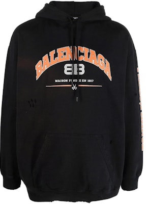 Balenciaga SS22 Logo Print Distressed Washed Hoodie Unisex Black. 570811TLVJ31000 Order Balenciaga SS22 Logo Print Distressed Washed Hoodie Unisex Black. 570811TLVJ31000