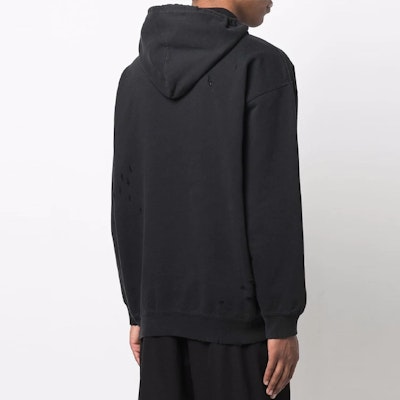 Balenciaga SS22 Logo Print Distressed Washed Hoodie Unisex Black. 570811TLVJ31000 Purchase Balenciaga SS22 Logo Print Distressed Washed Hoodie Unisex Black. 570811TLVJ31000