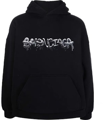 Balenciaga SS22 Hoodie Logo Print Fleece Hitam Pria Loose Fit. 674986TLVF21069 Order Balenciaga SS22 Hoodie Logo Print Fleece Hitam Pria Loose Fit. 674986TLVF21069