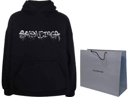 Balenciaga SS22 Hoodie Logo Print Fleece Hitam Pria Loose Fit. 674986TLVF21069 Shop Balenciaga SS22 Hoodie Logo Print Fleece Hitam Pria Loose Fit. 674986TLVF21069