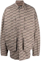 Balenciaga SS22 Logo Print Long Sleeve Button-Up Shirt Brown Relaxed Fit 704390TML349378 Balenciaga SS22 Logo Print Long Sleeve Button-Up Shirt Brown Relaxed Fit 704390TML349378