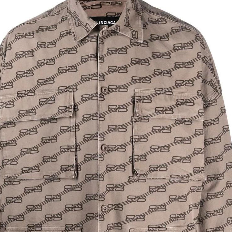 Details for Balenciaga Kemeja Coklat Lengan Panjang Logo SS22 Relaxed Fit. 704390TML349378