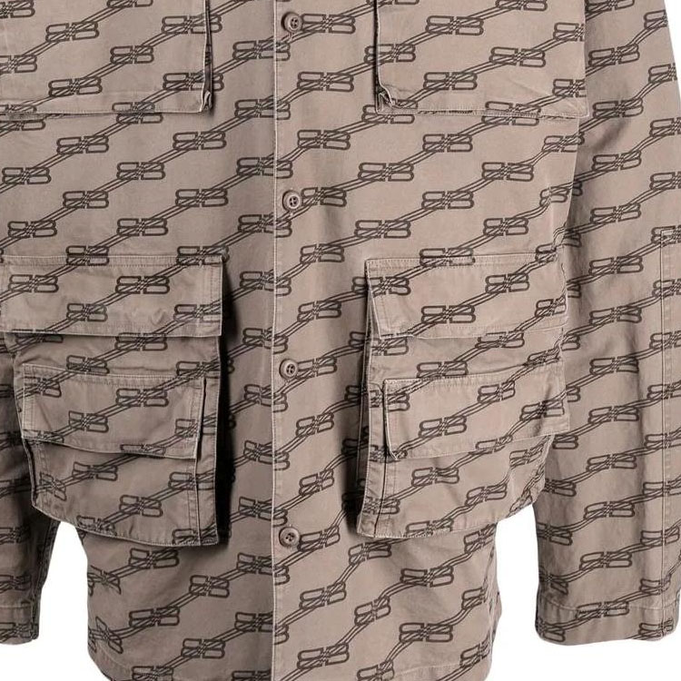 Sizing Balenciaga Kemeja Coklat Lengan Panjang Logo SS22 Relaxed Fit. 704390TML349378