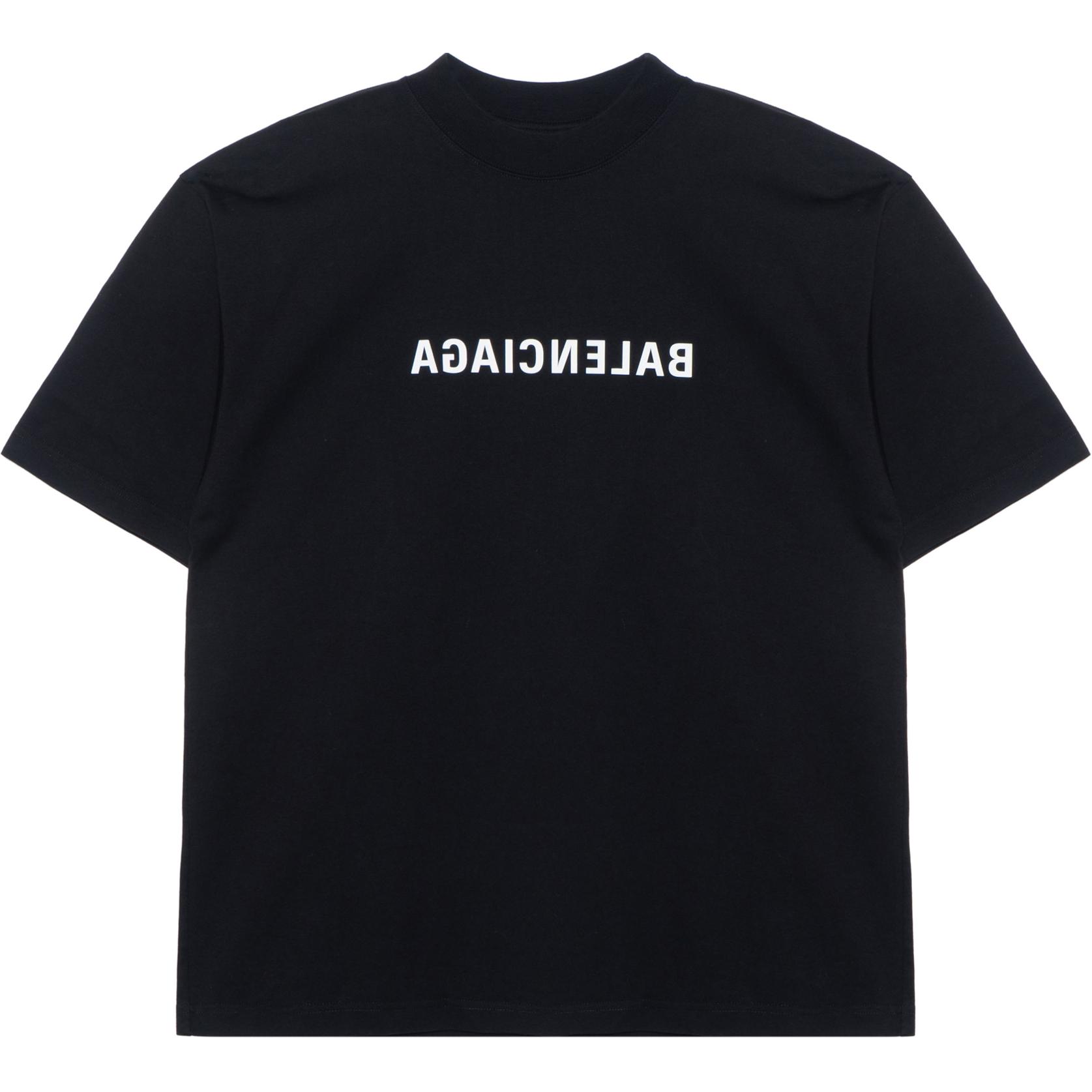 Order Balenciaga SS22 Baju T-shirt Hitam Unisex Cetak Logo Oversized. 612966TNVR21070