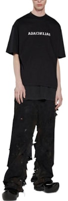 Balenciaga SS22 Baju T-shirt Hitam Unisex Cetak Logo Oversized. 612966TNVR21070 Purchase Balenciaga SS22 Baju T-shirt Hitam Unisex Cetak Logo Oversized. 612966TNVR21070
