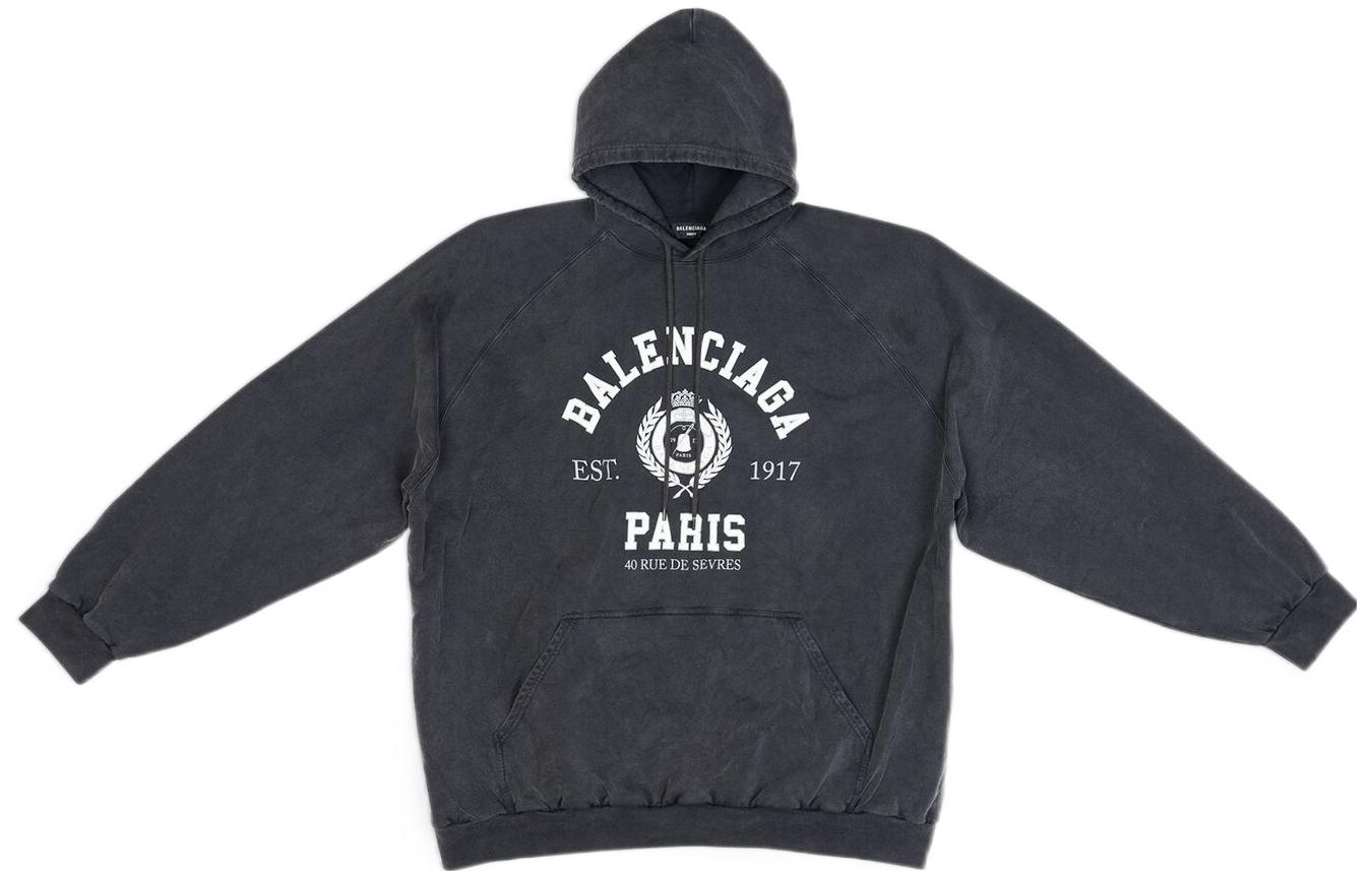 Balenciaga SS22 Logo Print Oversized Hoodie Black Menswear 697879TMV991000