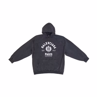 Balenciaga SS22 Logo Print Oversized Hoodie Black Menswear 697879TMV991000