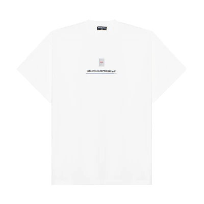 Balenciaga SS22 Logo Print Oversized White T-Shirt for Men. 676589TLVF79016