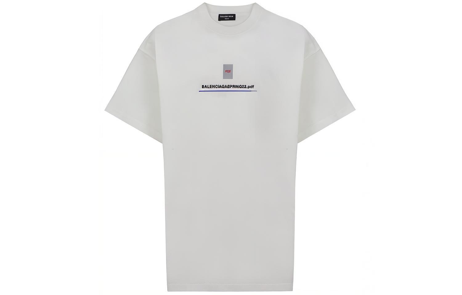 Balenciaga SS22 Logo Print Oversized White T-Shirt for Men. 676589TLVF79016 圖 2