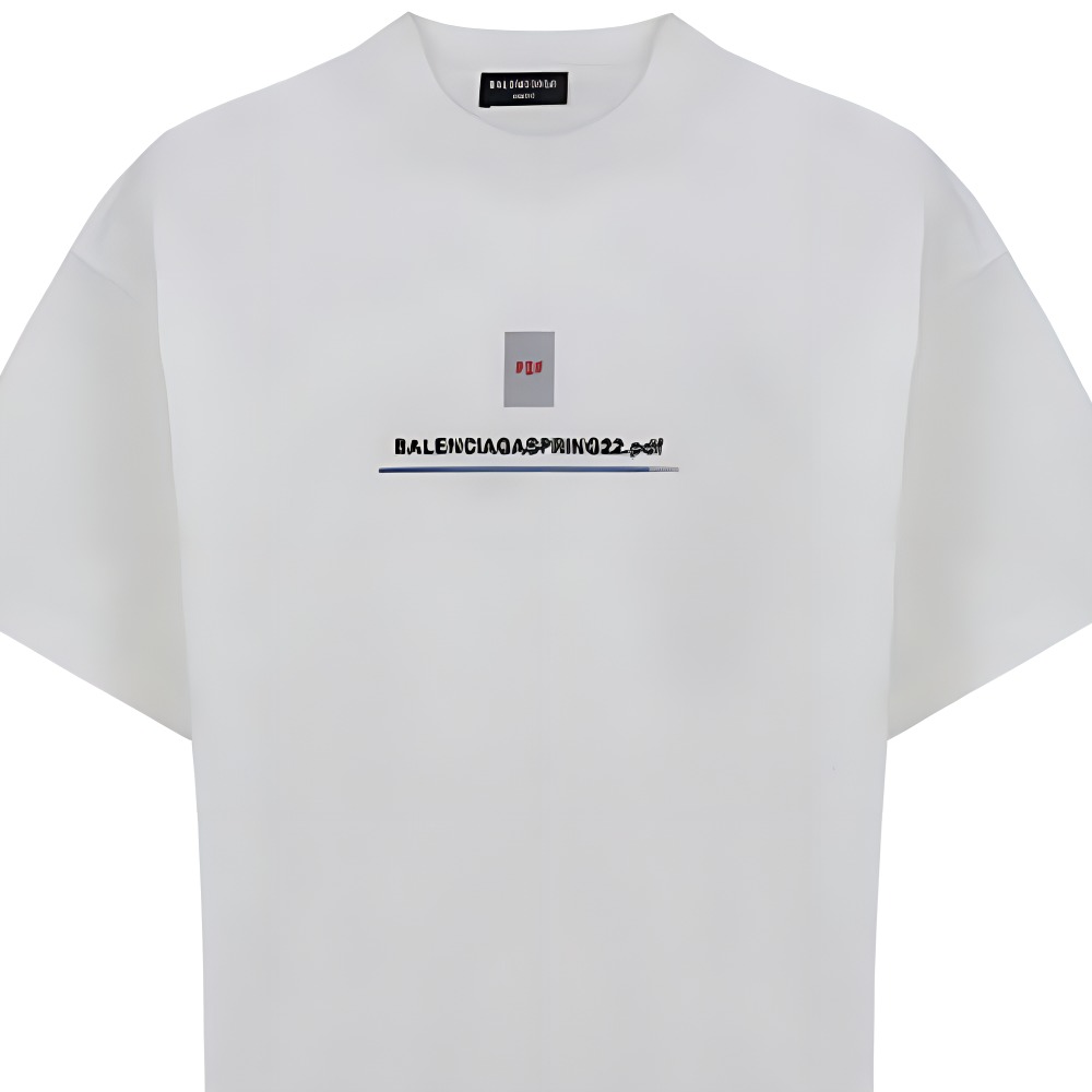 Balenciaga SS22 Logo Print Oversized White T-Shirt for Men. 676589TLVF79016 圖 7