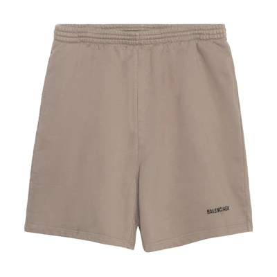 Balenciaga SS22 Logo Print Relaxed Fit Elastic Waist Shorts Dark Grey . 674591TMVF57761