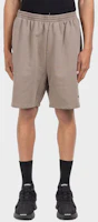 Shop Balenciaga SS22 Logo Print Relaxed Fit Elastic Waist Shorts Dark Grey . 674591TMVF57761