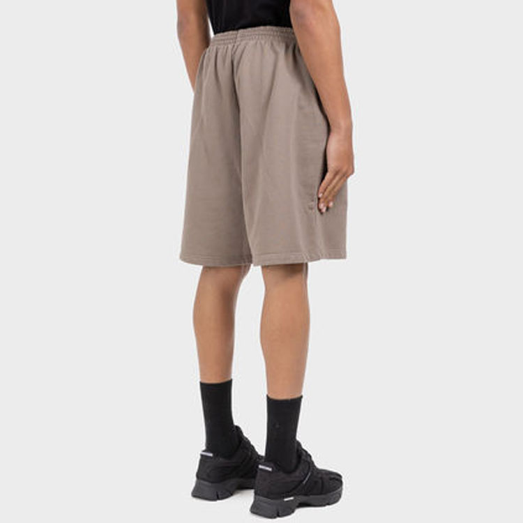 Purchase 발렌시아가 SS22 로고 프린트 릴렉스 핏 엘라스틱 허리 반바지 다크 그레이. 674591TMVF57761