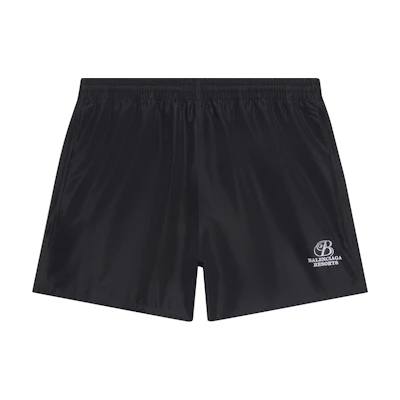 Balenciaga SS22 Logo Print Straight-Cut Casual Shorts Black Regular Fit 6570334A8B61000