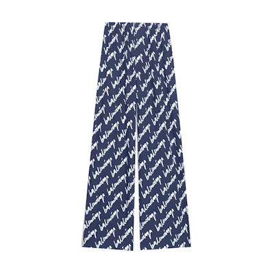 Balenciaga SS22 Logo Print Wide-Leg Mid-Rise Pants Blue Men. 681819TLLJ48502