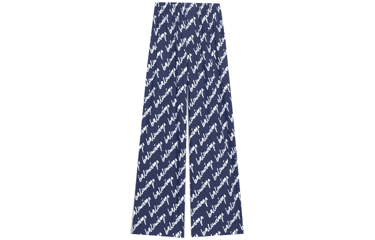 Order 발렌시아가 SS22 로고 프린트 와이드 레그 미드라이즈 팬츠 블루 남성용. 681819TLLJ48502