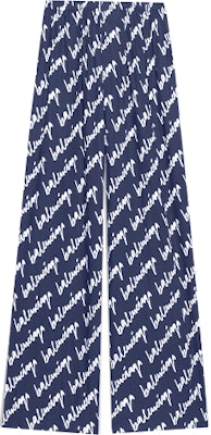 발렌시아가 SS22 로고 프린트 와이드 레그 미드라이즈 팬츠 블루 남성용. 681819TLLJ48502 Order 발렌시아가 SS22 로고 프린트 와이드 레그 미드라이즈 팬츠 블루 남성용. 681819TLLJ48502