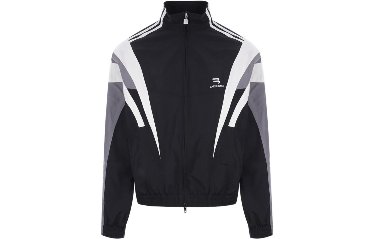 Balenciaga SS22 Logo Print Zip-Up Hoodie Black Long Sleeve 681438TKO481269