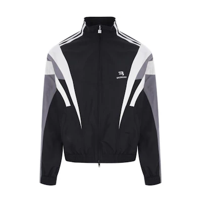 Balenciaga SS22 Logo Print Zip-Up Hoodie Black Long Sleeve 681438TKO481269