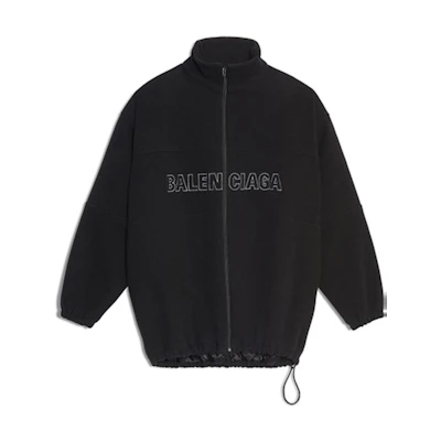 Balenciaga SS22 Logo Print Zip-Up Jacket Black 534315TBU141000