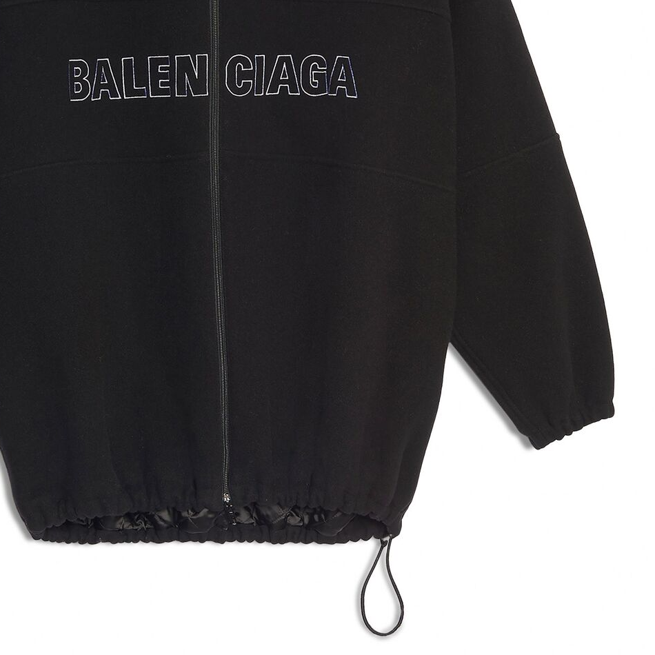 Balenciaga SS22 Logo Print Zip-Up Jacket  Black 534315TBU141000 圖 6
