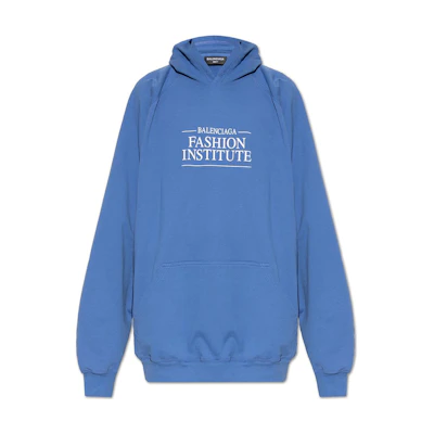 Balenciaga SS22 Logo Printed Blue Mid-Length Hoodie for Men 697879TMVK14758