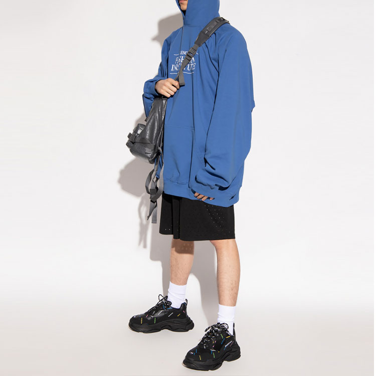 Balenciaga SS22 Logo Printed Blue Mid-Length Hoodie for Men 697879TMVK14758 圖 3