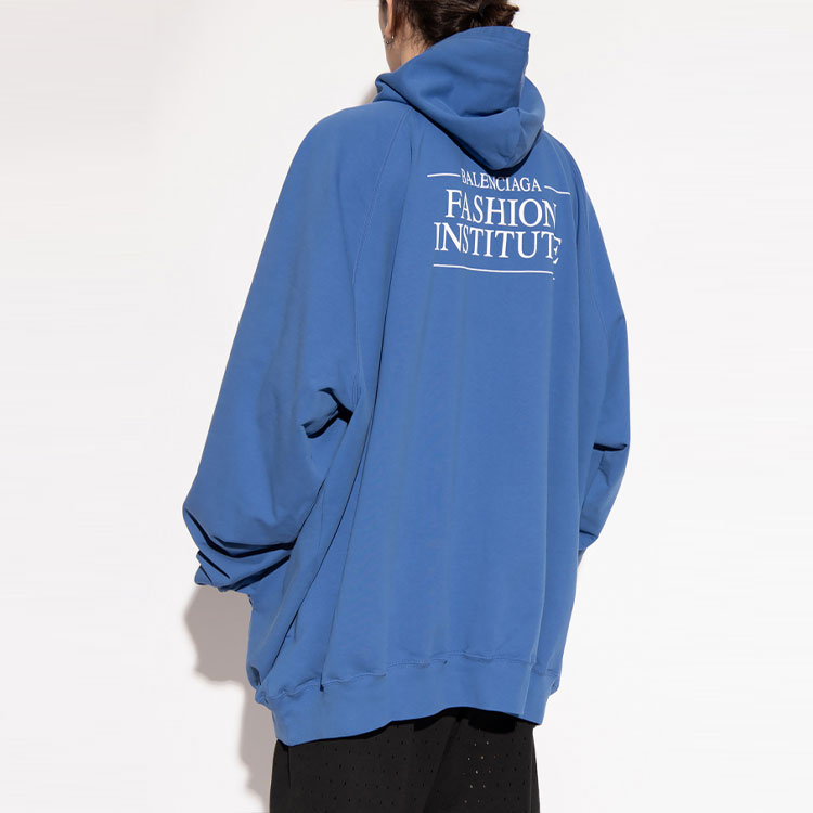 Balenciaga SS22 Logo Printed Blue Mid-Length Hoodie for Men 697879TMVK14758 圖 4